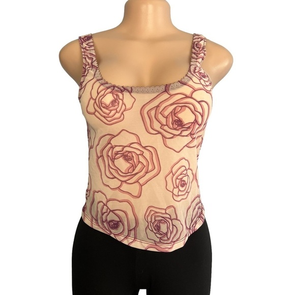 3/$30 🍂 Express Y2K Sheer Roses Cami - Picture 1 of 7